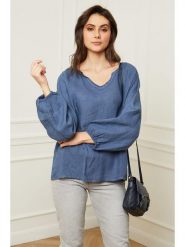 Joséfine Lniana bluzka "Celiane" w kolorze niebieskim rozmiar: M. Niebieskie bluzki damskie Joséfine, m, bez wzorów, ze lnu, bez kołnierzyka, bez ramiączek. Za 143.99 zł.