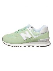 New Balance Skórzane sneakersy w kolorze zielonym rozmiar: 44. Zielone obuwie sportowe damskie New Balance, ze skóry, bez zapięcia. Za 410.95 zł.