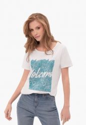 Biały t-shirt z nadrukiem T-PEPI. Białe t-shirty damskie Volcano, m, bez wzorów, z bawełny, bez kołnierzyka. Za 59.99 zł.