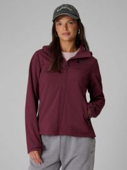 4F Kurtka softshell wiatroodporna damska - burgundowa S. Czerwone kurtki damskie 4F, s, bez wzorów, z softshellu, bez kaptura. Za 299.99 zł.