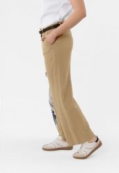 Spodnie lniane R-GITTA. Brązowe rurki damskie Volcano, bez wzorów, z materiału. Za 139.99 zł.