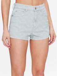 Guess Szorty jeansowe Lella W3GD49 WF5V3 Zielony Relaxed Fit. Zielone szorty damskie Guess, z aplikacjami, z bawełny. Za 529.99 zł.