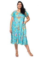 Aller Simplement Sukienka w kolorze turkusowym rozmiar: 54-58. Niebieskie sukienki damskie Aller Simplement, bez wzorów, z bawełny, klasyczne, bez ramiączek. Za 86.99 zł.