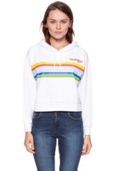 BLUZA WRANGLER DAMSKA CROPPED HOODY WHITE W6073HP12 112130434. Białe bluzy damskie Wrangler, xs, bez wzorów, z kapturem. W wyprzedaży za 69.99 zł.