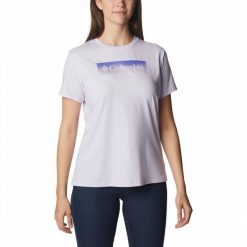 Koszulka Damska Columbia Sun Trek SS Graphic T-Shirt. Fioletowe koszulki damskie Columbia, l, bez wzorów, bez kołnierzyka, bez ramiączek. Za 69.99 zł.