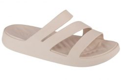 Klapki damskie Crocs 209587160. Brązowe klapki damskie Crocs, bez wzorów, z materiału, bez obcasa, bez zapięcia. Za 195.60 zł.