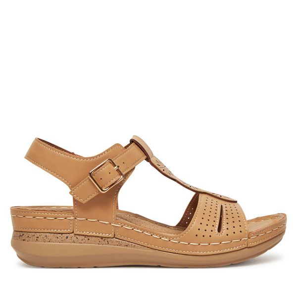 Sandały Clara Barson. Żółte sandały damskie Clara Barson, bez wzorów, bez obcasa, na słupku, bez zapięcia. Za 109.99 zł.