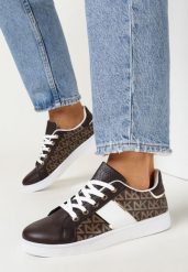 Brązowe Sneakersy z Nadrukiem Mindi. Brązowe obuwie sportowe casual damskie Born2be, bez zapięcia. Za 39.99 zł.