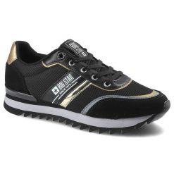 Czarne Sneakersy Big Star Damskie Skórzane Obuwie. Czarne obuwie sportowe damskie Big Star, na wiosnę, z materiału, bez zapięcia. Za 159.00 zł.