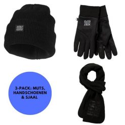 Zestaw damski Termoczapka/rękawiczki/szalik. Czarne szaliki damskie HEAT KEEPER, na zimę, bez wzorów, z materiału. W wyprzedaży za 186.35 zł.