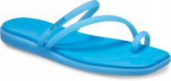 Klapki Dla Dorosłych Crocs Miami Frosted Toe Loop Women. Niebieskie klapki damskie Crocs, bez wzorów, z materiału, bez obcasa, bez zapięcia. Za 159.99 zł.