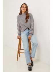 Soft Cashmere Sweter w kolorze szarym rozmiar: 38/40. Szare swetry klasyczne damskie Soft Cashmere, prążkowane, bez kołnierzyka. Za 152.99 zł.