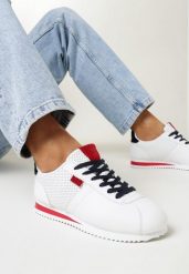 Biało-Czerwone Sneakersy Sznurowane Atheleta. Białe obuwie sportowe damskie Born2be, bez zapięcia, na fitness i siłownię. Za 79.99 zł.