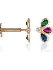 L instant d Or Złoty kolczyk-wkrętka "Trio de pétales" z cyrkoniami rozmiar: onesize. Żółte kolczyki damskie L instant d Or, z cyrkonią, złote. Za 260.99 zł.