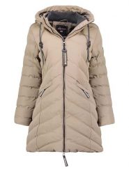 Geographical Norway Płaszcz pikowany "Clarisal" w kolorze beżowym rozmiar: XL. Brązowe płaszcze damskie Geographical Norway, xl, z aplikacjami, bez kaptura. Za 320.63 zł.