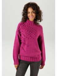 Aniston Sweter w kolorze jagodowym rozmiar: 36. Czerwone swetry klasyczne damskie Aniston, bez kołnierzyka. Za 124.95 zł.