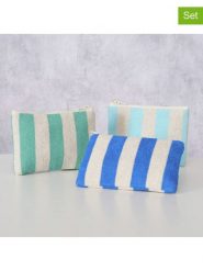 Boltze Kosmetyczki (3 szt.) "Stripe" w kolorze niebiesko-miętowym - 16,5 x 11,5 x 1 cm rozmiar: onesize. Niebieskie kosmetyczki damskie Boltze, bez wzorów, z bawełny. Za 74.81 zł.