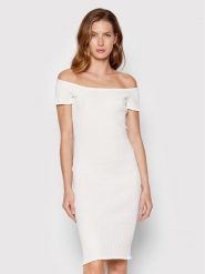 Guess Sukienka dzianinowa W2YK54 Z30L1 Écru Slim Fit. Sukienki damskie Guess, z aplikacjami, z bawełny, bez ramiączek. Za 549.99 zł.