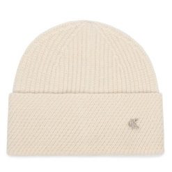 Czapka Calvin Klein. Białe czapki damskie Calvin Klein, na zimę, bez wzorów. Za 169.99 zł.