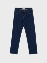 Jeansy straight leg z efektem sprania - niebieski. Niebieskie jeansy damskie Sinsay. Za 69.99 zł.