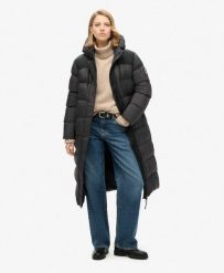 Długa pikowana kurtka z ripstopu. Czarne kurtki damskie Superdry, l, bez wzorów, z nylonu, bez kaptura. Za 749.05 zł.