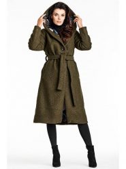 Awama Płaszcz zimowy w kolorze khaki rozmiar: L/XL. Brązowe płaszcze damskie Awama, na zimę, l, bez wzorów, z puchu, bez kaptura. Za 247.69 zł.
