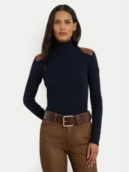 LAUREN RALPH LAUREN Golf 200951386008 Granatowy Slim Fit. Niebieskie golfy damskie Lauren Ralph Lauren, l, bez wzorów, z bawełny, bez ramiączek. Za 669.99 zł.