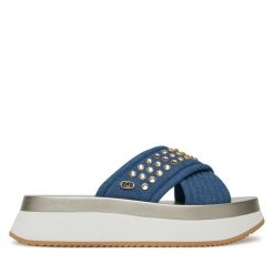 Klapki Liu Jo. Niebieskie klapki damskie Liu Jo, bez wzorów, bez obcasa, bez zapięcia. Za 369.99 zł.