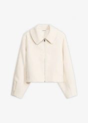 Kurtka oversize na podszewce. Białe kurtki damskie bonprix, bez wzorów, bez kaptura. Za 219.99 zł.