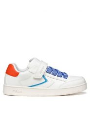 Geox Sneakersy J Eclyper J55LSA 5411 C0422 M Biały. Białe buty sportowe chłopięce Geox, ze skóry, bez zapięcia. Za 189.99 zł.
