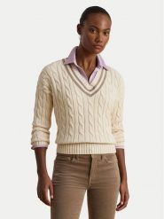 LAUREN RALPH LAUREN Sweter 200979662003 Écru Relaxed Fit. Swetry klasyczne damskie Lauren Ralph Lauren, xl, z bawełny, bez kołnierzyka. Za 839.99 zł.