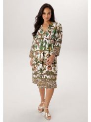 Aniston Sukienka w kolorze zielono-białym rozmiar: 48. Białe sukienki damskie Aniston, bez wzorów, z wiskozy, bez ramiączek. Za 217.99 zł.