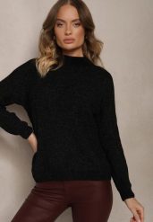 Czarny Casualowy Golf z Wiskozą Zerinia. Czarne golfy damskie Renee, uniwersalny, bez wzorów, z jeansu, bez ramiączek. Za 54.99 zł.