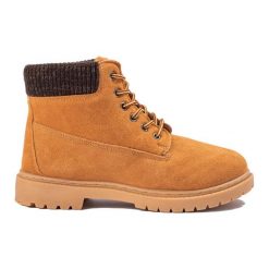 Original Walkman Shoes Camelowe Traperki Ze Skóry brązowe. Brązowe trapery damskie na zimę, ze skóry, bez zapięcia. Za 141.46 zł.
