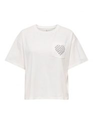 ONLY Koszulka "Terza" w kolorze białym rozmiar: S. Białe bluzki damskie Only, s, bez wzorów, z bawełny, bez kołnierzyka, bez ramiączek. Za 60.99 zł.