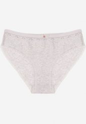 Jasnoszare Bawełniane Majtki Typu Figi z Koronką i Kokardą Zeteria. Szare figi Born2be, bez wzorów, z bawełny. Za 9.99 zł.