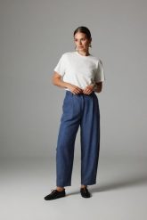 SPODNIE BARREL PABLO DENIM M - Flawless. Niebieskie spodnie materiałowe damskie Flawless, bez wzorów, z denimu. Za 589.00 zł.