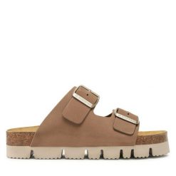 Klapki Dr. Brinkmann. Brązowe klapki damskie Dr. Brinkmann, bez wzorów, bez obcasa, bez zapięcia. Za 269.99 zł.