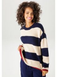 Aniston Sweter w kolorze niebiesko-beżowym rozmiar: 36. Brązowe swetry klasyczne damskie Aniston, ze splotem, bez kołnierzyka. Za 61.17 zł.