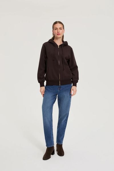 Bluza z kapturem brązowa. Brązowe bluzy damskie MOODO, l, bez wzorów, z bawełny, z kapturem. Za 139.99 zł.