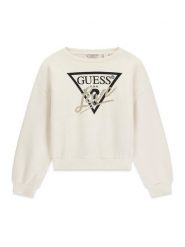 Guess Bluza J6BQ20 K8007 Kremowy Regular Fit. Białe bluzy dziewczęce Guess, z aplikacjami, z bawełny, bez ramiączek, bez kaptura. Za 194.99 zł.