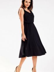 Sukienka Model A579 Black - awama. Czarne sukienki damskie Awama, bez wzorów, z wiskozy, eleganckie, bez ramiączek. Za 300.83 zł.
