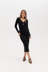 SUKIENKA GWEN CZARNA L - Flawless. Czarne sukienki damskie Flawless, bez wzorów, z bawełny, biznesowe, bez ramiączek. Za 264.00 zł.