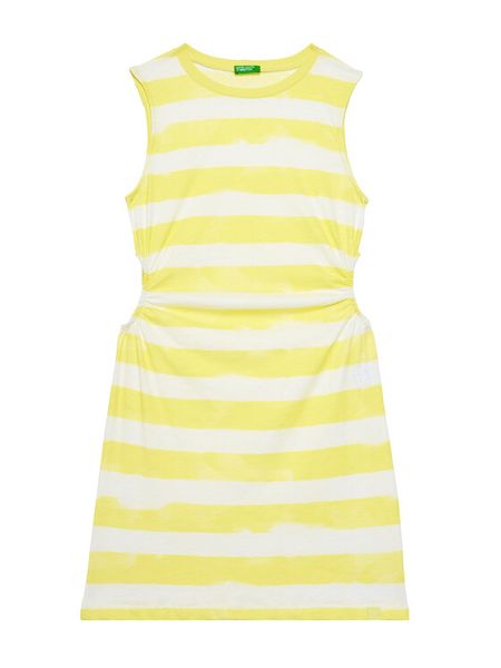 United Colors Of Benetton Sukienka letnia 3SL3CV013 Żółty Regular Fit. Żółte sukienki dziewczęce United Colors Of Benetton, bez wzorów, z bawełny, bez ramiączek, proste. Za 99.99 zł.