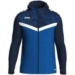 Damska bluza dresowa z kapturem zapinana na zamek błyskawiczny Jako Iconic. Niebieskie bluzy damskie JAKO, bez wzorów, z dresówki, z kapturem. Za 386.50 zł.