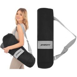 Torba na matę do jogi Enero Fit. Czarne torby sportowe ENEROFIT, bez wzorów, z bawełny. Za 34.99 zł.