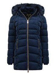 Geographical Norway Płaszcz pikowany "Bilove" w kolorze granatowym rozmiar: M. Niebieskie płaszcze damskie Geographical Norway, m, bez wzorów, bez kaptura. Za 303.06 zł.