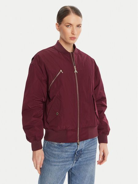 Patrizia Pepe Kurtka bomber 8O0185 A619 Bordowy Regular Fit. Czerwone kurtki damskie Patrizia Pepe, bez wzorów, z syntetyku, bez kaptura. Za 1,639.00 zł.