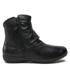 Botki Josef Seibel. Czarne botki damskie Josef Seibel, bez obcasa, na płaskiej podeszwie, bez zapięcia. Za 499.99 zł.