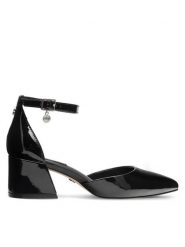 Nine West Czółenka FARIA FF-2377 Czarny. Czarne czółenka damskie Nine West, bez wzorów, ze skóry, bez obcasa. Za 159.99 zł.